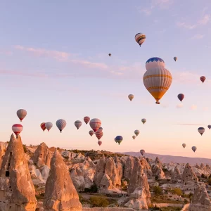 Standard hot air balloon flight over Goreme Cappadocia at sunrise