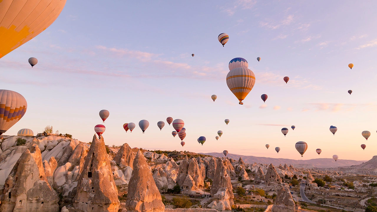 Standard hot air balloon flight over Goreme Cappadocia at sunrise