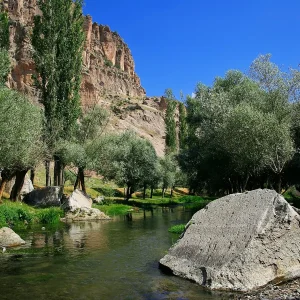 Melendiz river scenery in Ihlara Valley in Cappadocia