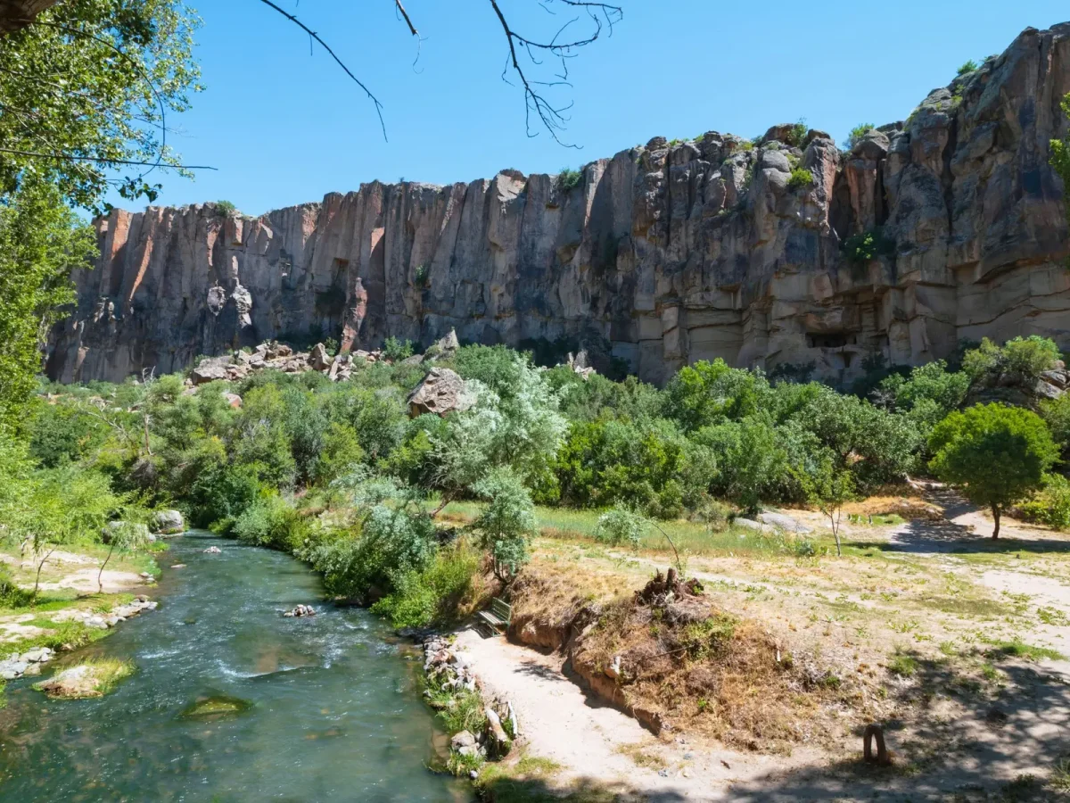 Walking trail through Ihlara Valley in Cappadocia