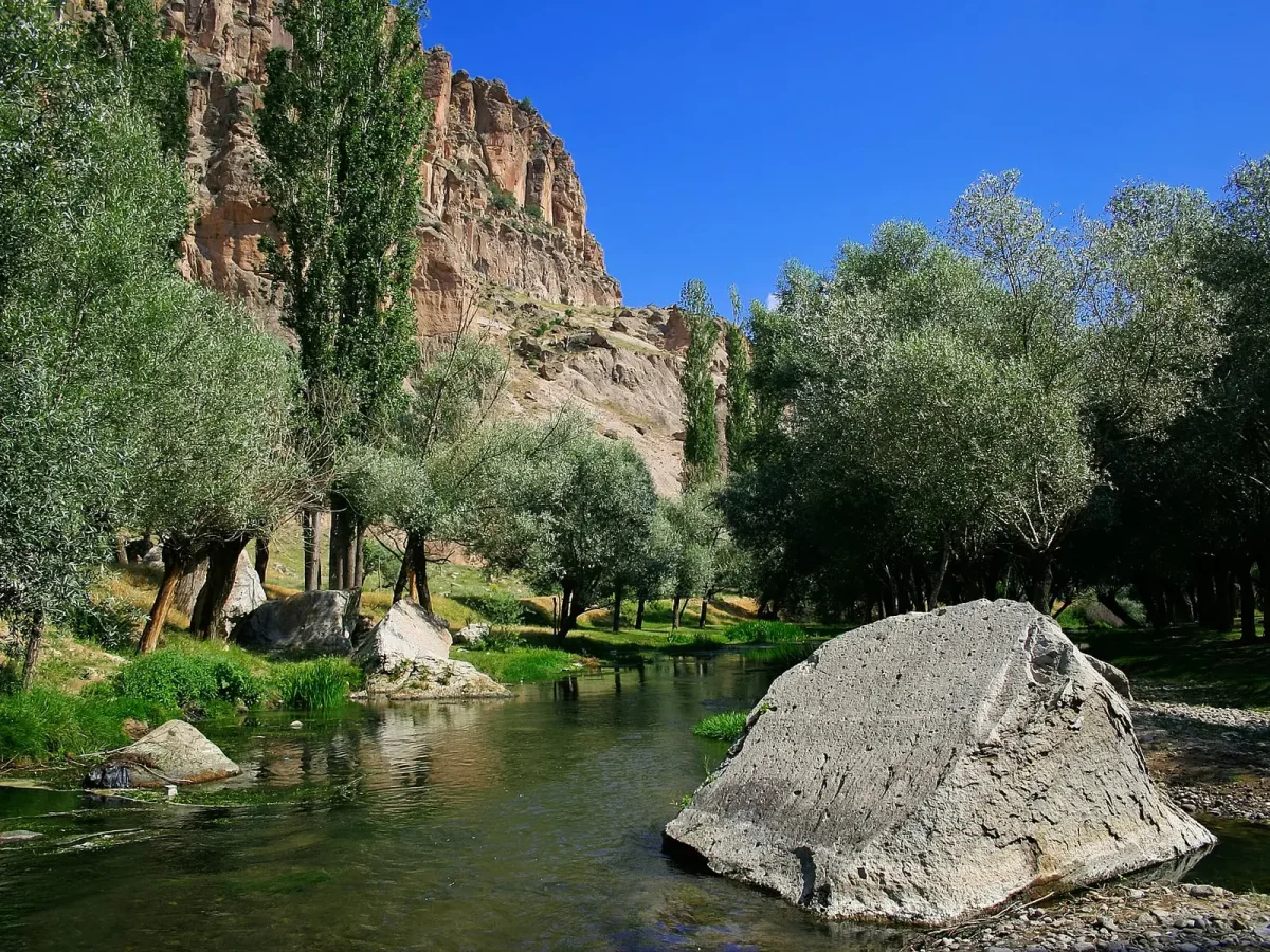 Melendiz river scenery in Ihlara Valley in Cappadocia