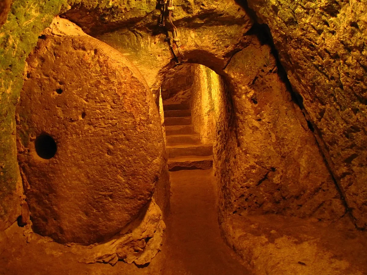 Ancient underground city chambers in Cappadocia