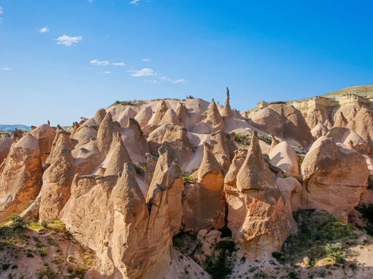 Panoramic view across the unusual landscape of Devrent Valley in Cappadocia