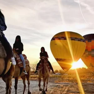 Cappadocia sunrise camel safari, hot air balloon views, unique outdoor adventures, scenic Cappadocia tours, unforgettable experiences