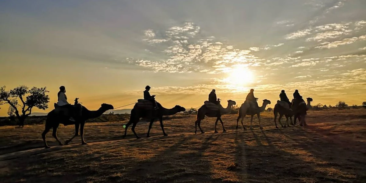 sunset camel safari Cappadocia, scenic adventure, golden hour experience, Cappadocia camel tour, unforgettable travel moments
