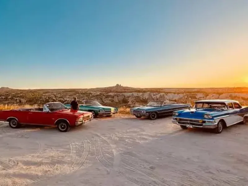 Vintage car tour Cappadocia, classic car experience Cappadocia, Cappadocia retro tour, sunset vintage cars Cappadocia, unique Cappadocia tours