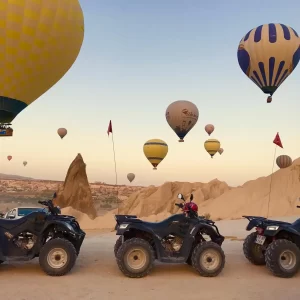 Cappadocia ATV tour with balloons, hot air balloon view ATV rides, adventure tours Cappadocia, quad biking with balloons, Cappadocia outdoor experiences
