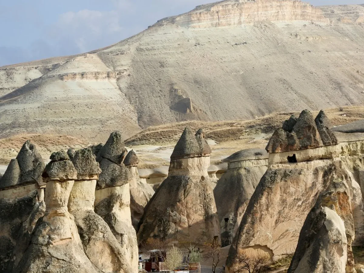 Panoramic view of the fairy chimneys at Pasabag on the Cappadocia Eco Red Tour