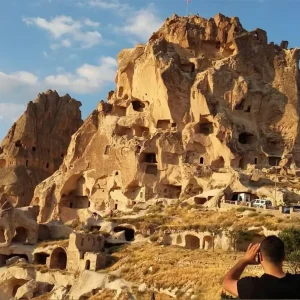 Uchisar Castle panorama on the Cappadocia Eco Red Tour