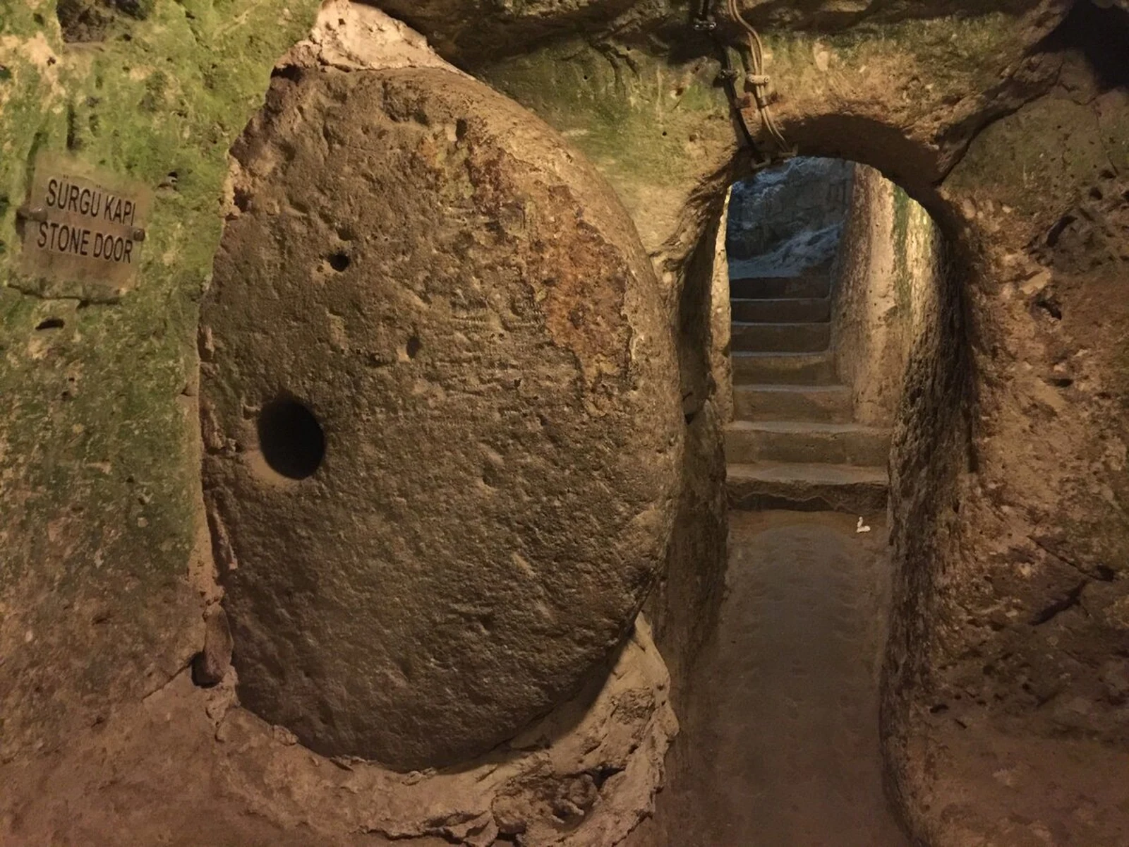 Ancient millstone door inside Kaymakli Underground City