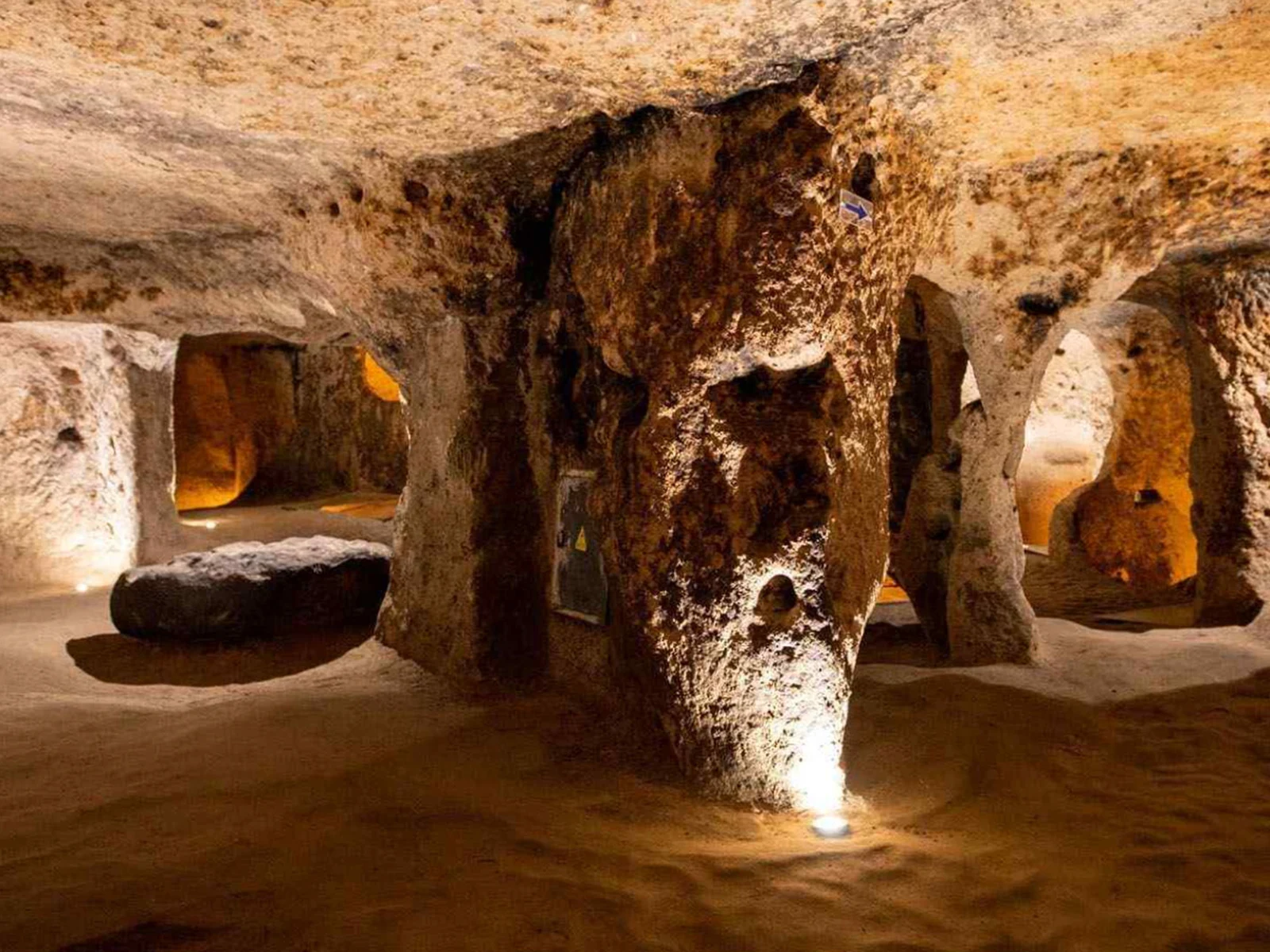Rock chamber inside Kaymakli Underground City in Cappadocia