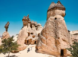 Historic cave dwelling inside a Pasabag fairy chimney in Cappadocia