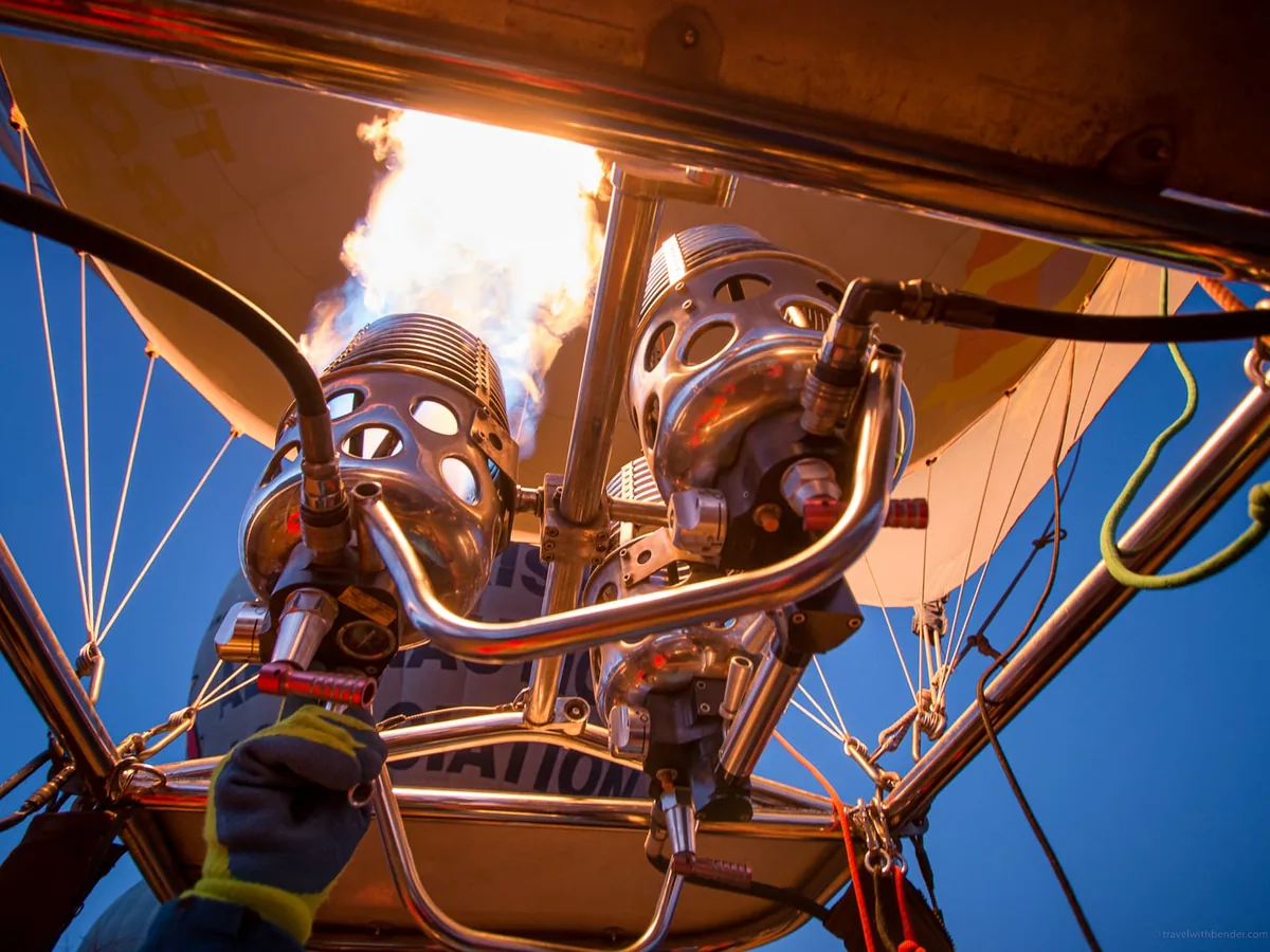 Close view of hot air balloon burners in Cappadocia