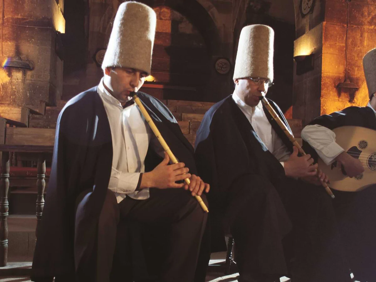 Musicians playing traditional Sufi music at a whirling dervish show in Cappadocia