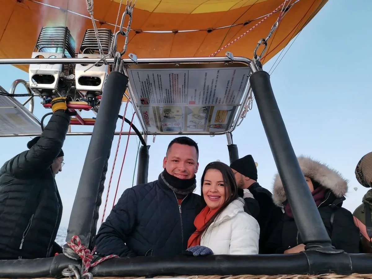 Romantic couple ready for Cappadocia hot air balloon flight