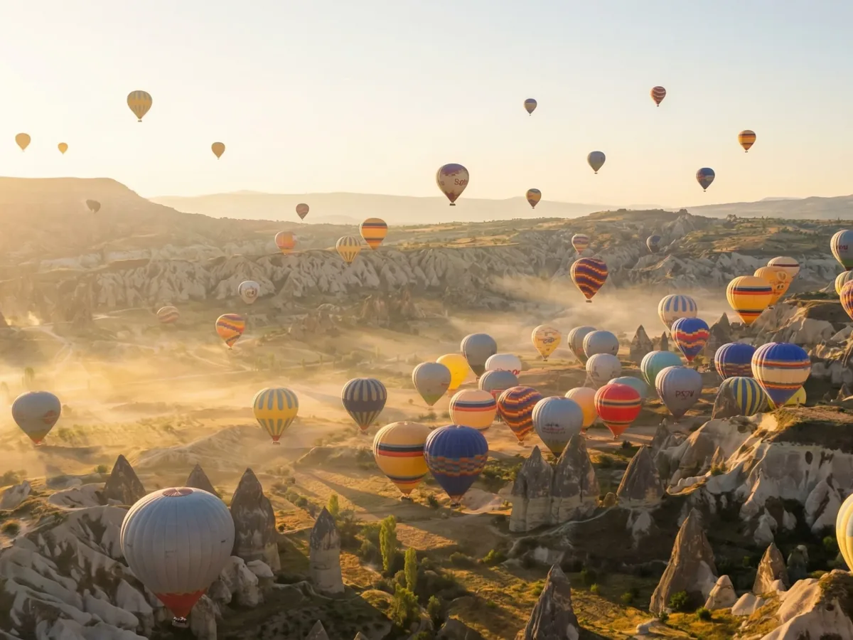 Spectacular sky filled with hot air balloons over Göreme