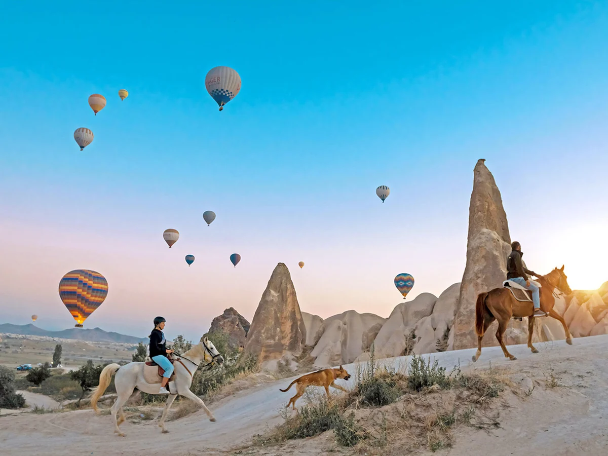 Guided sunrise horse riding tour across the valleys of Cappadocia