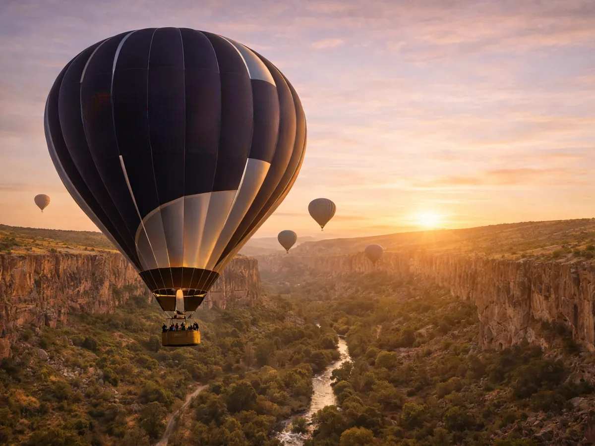 Sunrise hot air balloon flight over Ihlara Valley in Cappadocia