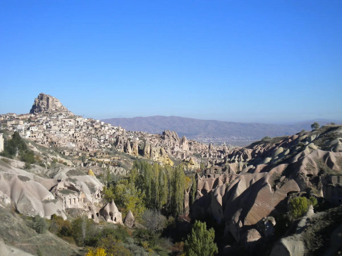 Uchisar Castle and surrounding valleys in Cappadocia